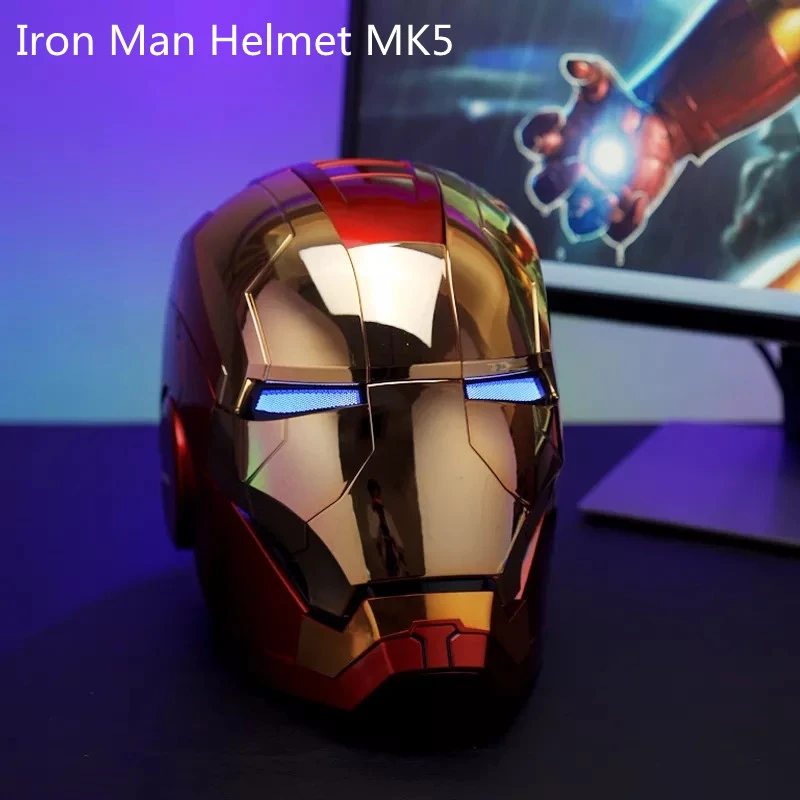 Marvel casco de Iron Man para adultos, juguete de modelo de ojos con luz,  Control de voz, Mk5, Mk7, eléctrico, usable, Autoking, figura, regalos,  1:1| | - AliExpress