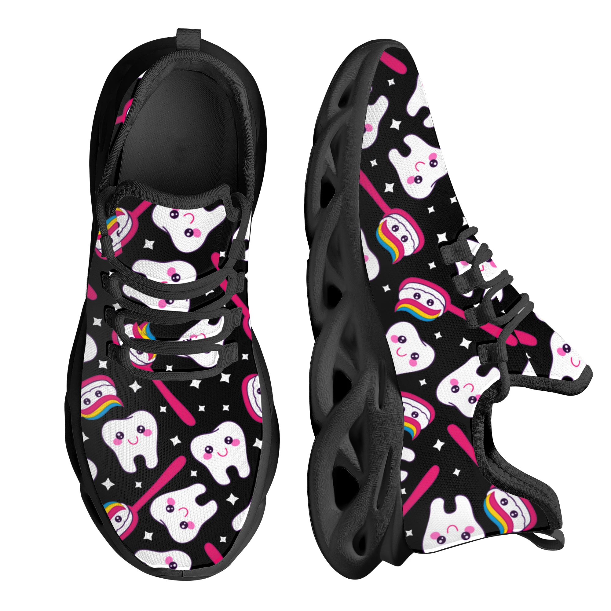 

INSTANTARTS милый мультяшный дизайн зубов брендовая Платформа Женская летняя дышащая трикотажная стоматологическая медицинская обувь повседневные кроссовки