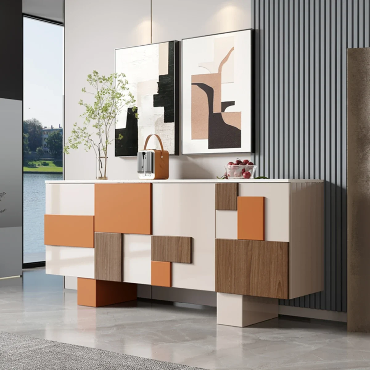 

Italian-Style Light Luxury Sideboard Cabinet Modern Minimalist Home Entrance Cabinet