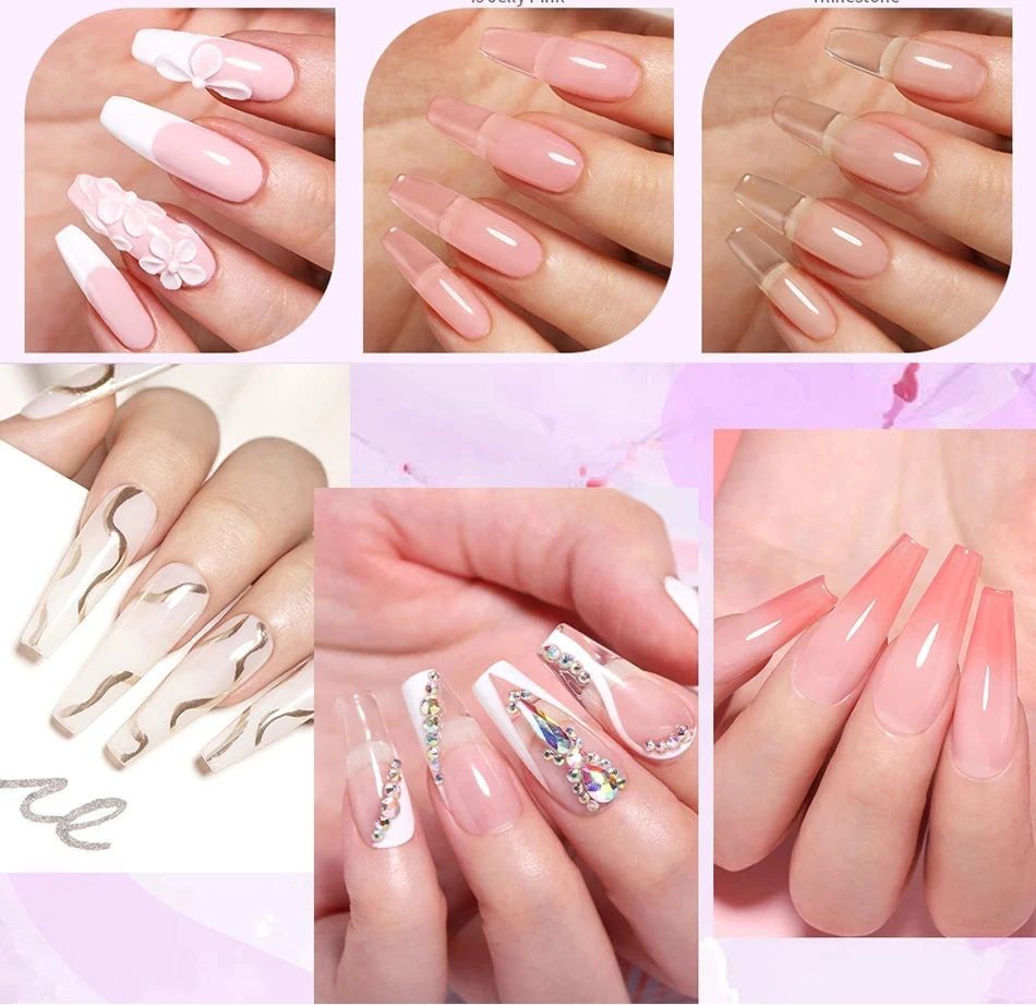 Clear White Pink Color Acrylic Dust Powder Pigments for DIY Acrylic Manicure Nail Tips System Materials 6