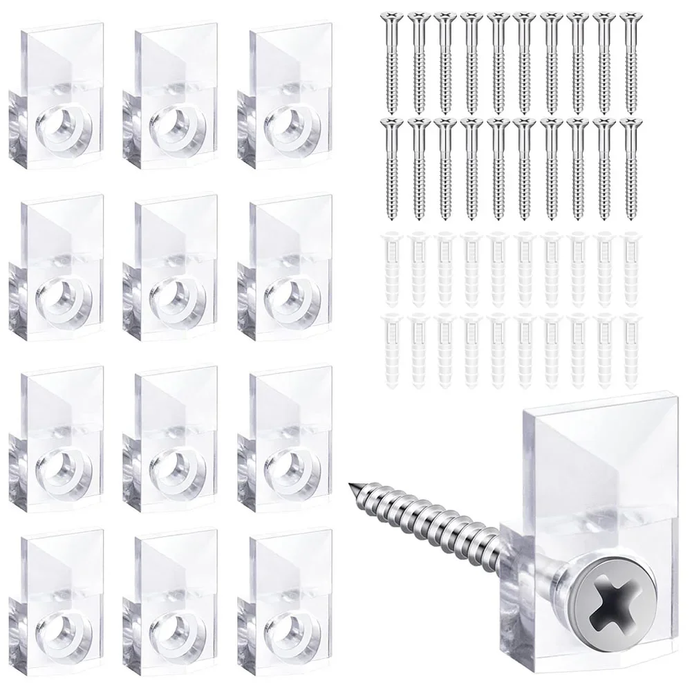 Install Mirrors with Ease 20 Sets of Mirror Holder Clips Kit Includes Screws and Anchors for Convenient Mounting 4