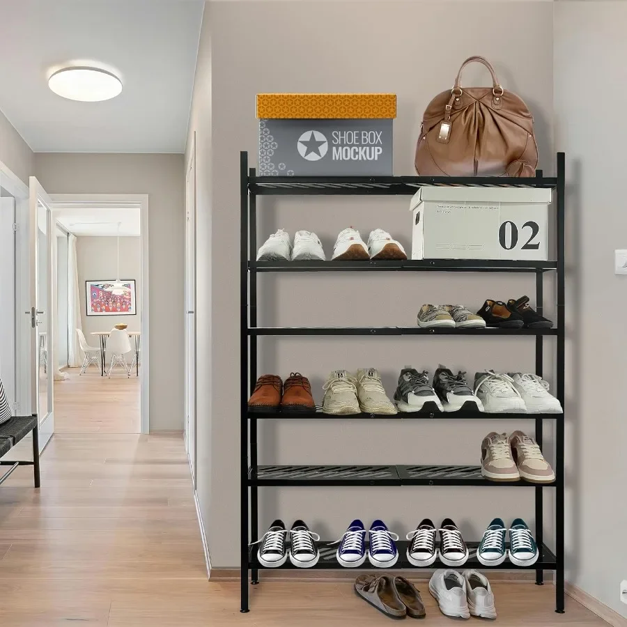 Shoe Rack 4Tier FreeStanding Shoe Shelf Stand Stackable Shoe Storage Organizer for Closet Holds up to 2024 Pairs of Shoes for E