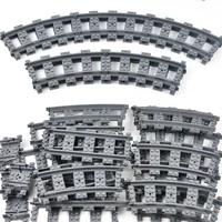 Straight train tracks Curved accessories car blocks Building Sets DIY 10-100 pcs kids toys moc bricks City switch rail crossing 1