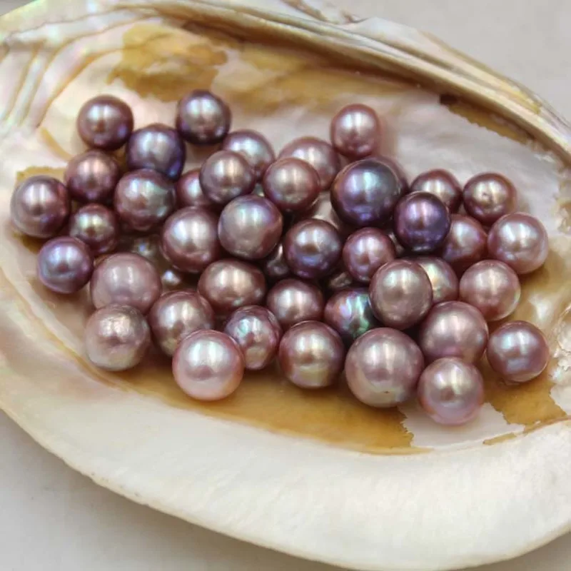 

Natural Freshwater Pearl Purple Loose Beads Strong Light No Holes 11-13mm Near Round DIY Bracelet Necklace Earrings Charms