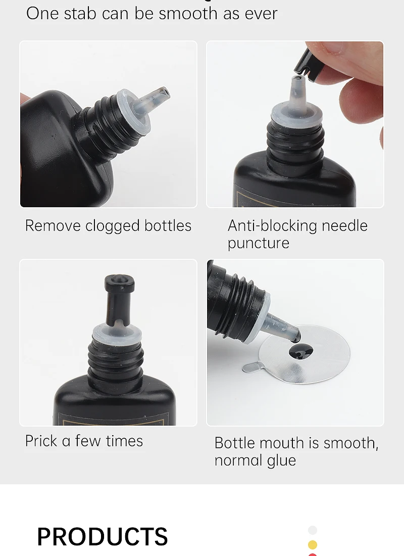20Pcs Wimpern Kleber Blockieren Nadel Pfropfen Falsche Wimpern Kleber Flasche Stecker Verhindern Verstopfung Nadel Wimpern Verlängerung Make-Up-Tool – Detail 8