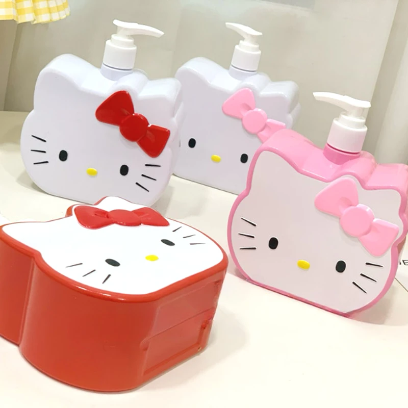 

Girly Heart Hellos Kittys Dispenser Bottle Travel Portable Body Wash Shampoo Lotion Press Bottle Empty Bottle Household Goods