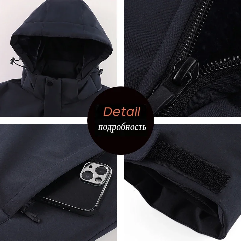 الشتاء الرجال الدافئة مقاوم للماء جاكز معطف رجالي...