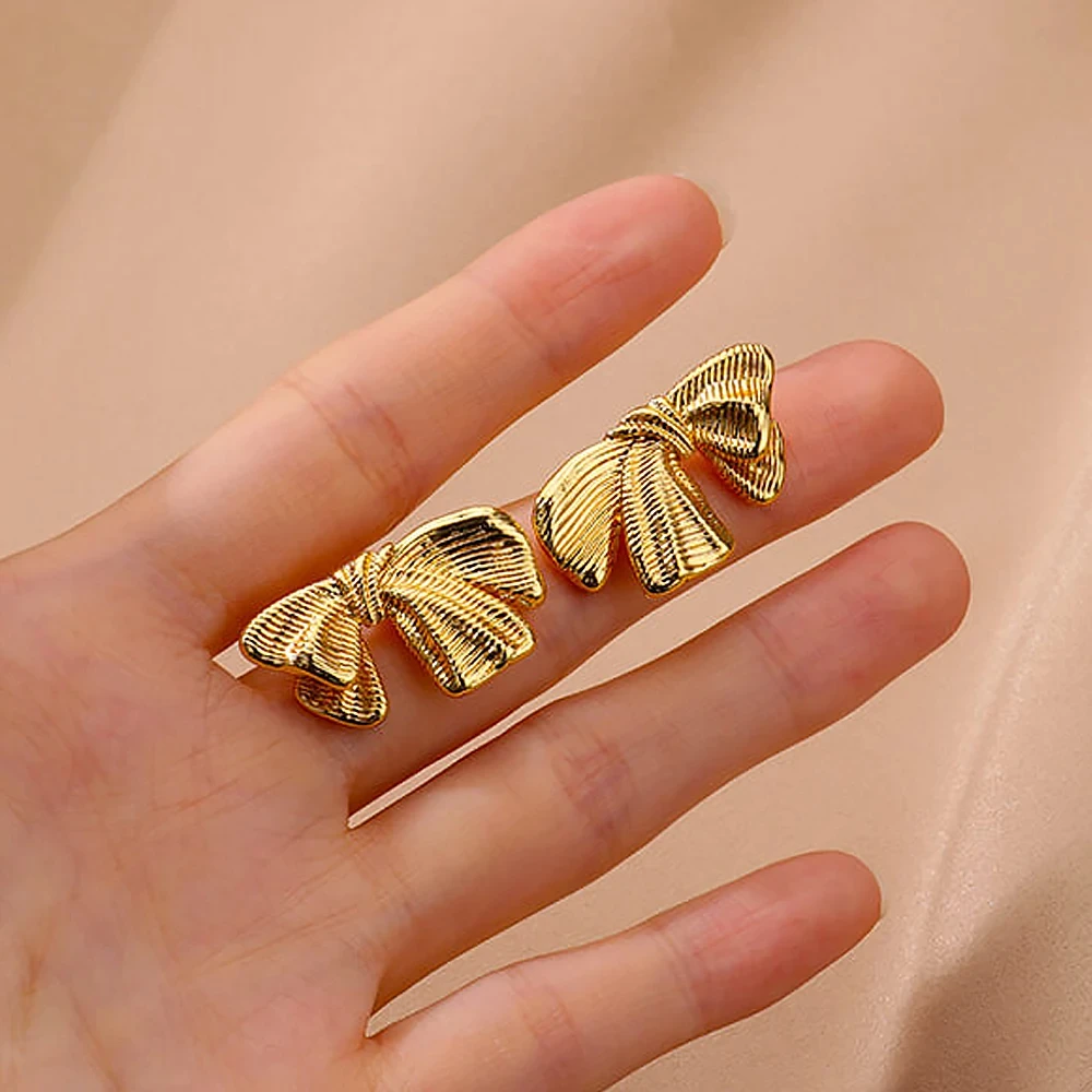 Lovely Earrings for Women Gold Stainless Steel 2024 Waterproof Ear Jewelry