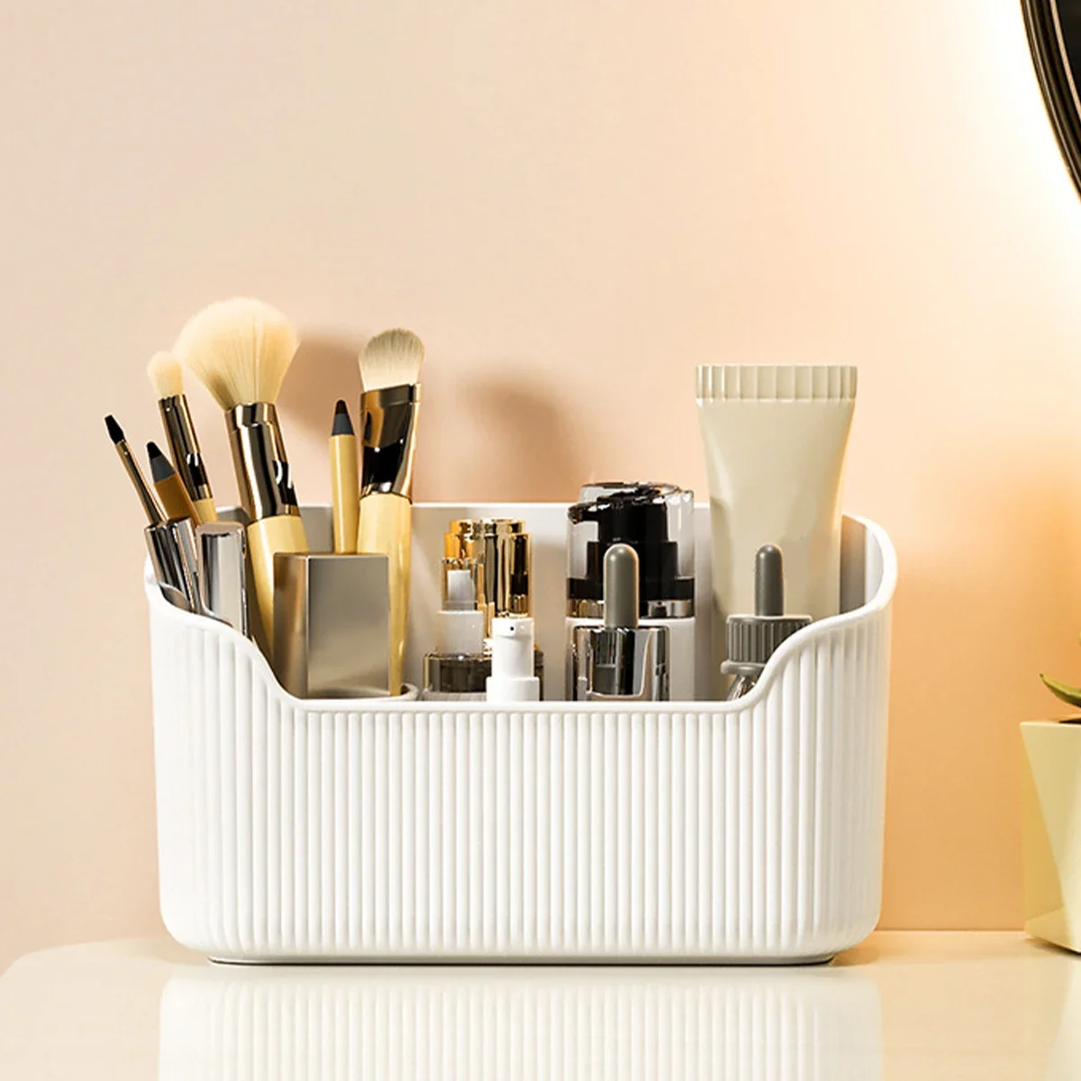 WORTHBUY Makeup Organizer Box Mirror Cabinet Plastic Cosmetics Storage Box Multifunctional Large Capacity Skincare Storage Case 3