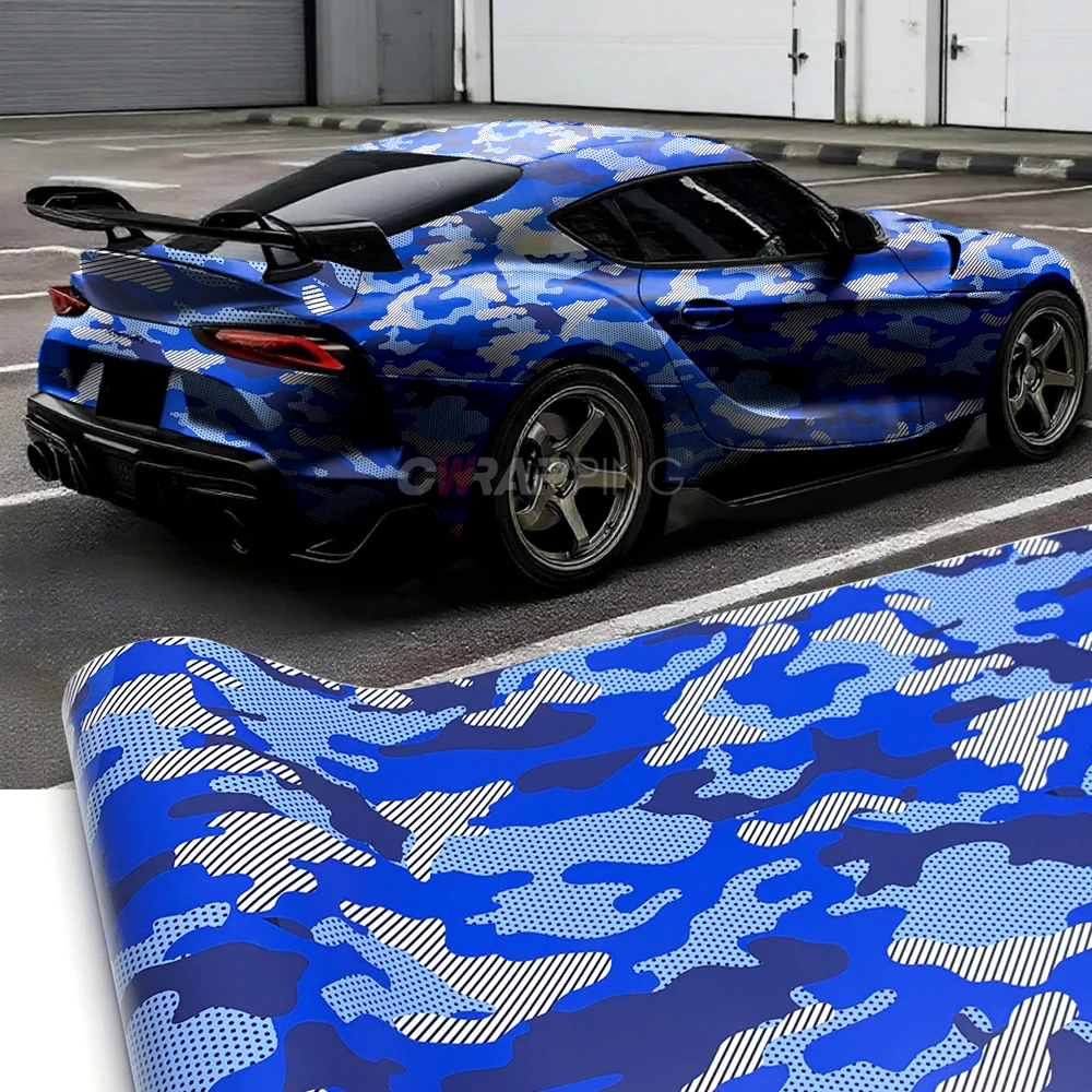 Camo Vinyl Wrap Auto Tuning Zubehör Auto Off-Road Camouflage Film Auto Wrapping Aufkleber Jeep Blau Motorräder Wasserdichte Farbe – Detail 5