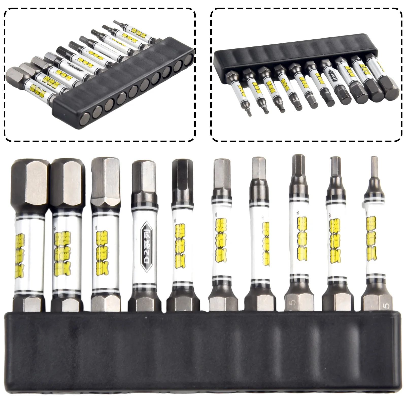 

10pcs 50mm Magnetic Screwdriver Bit With 10 Holes Bit Holder Set Cross Hexagonal Torx Screwdriver Bit 1/4inch Shank Screw Driver