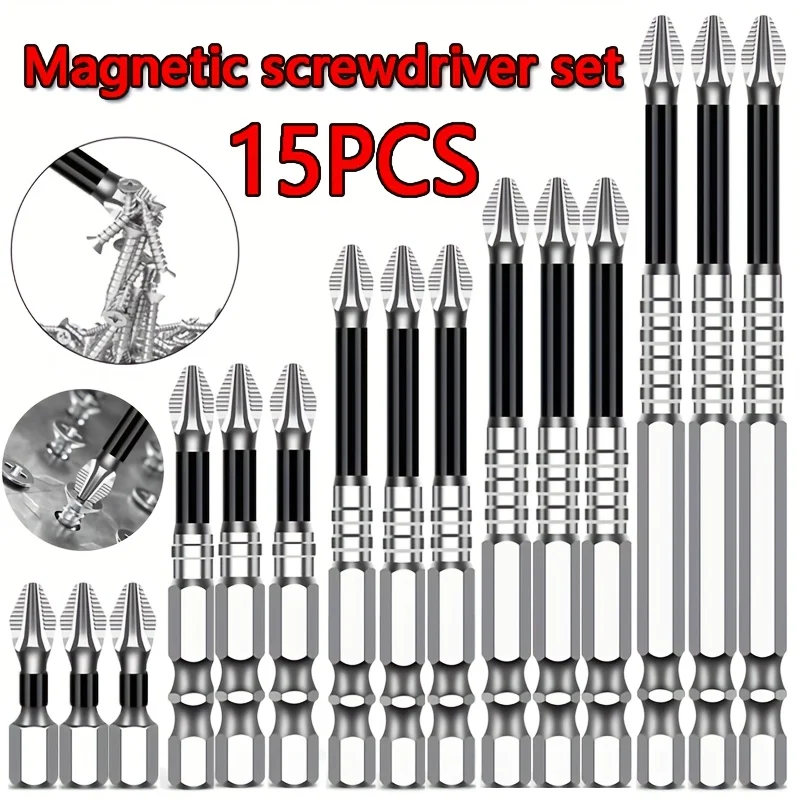 15-teiliges K5 rutschfestes, stoßfestes Gewindebohrer-Set, hohes magnetisches Elektro-Schraubendreher-Bohrer-Set – hohe Härte, langlebig