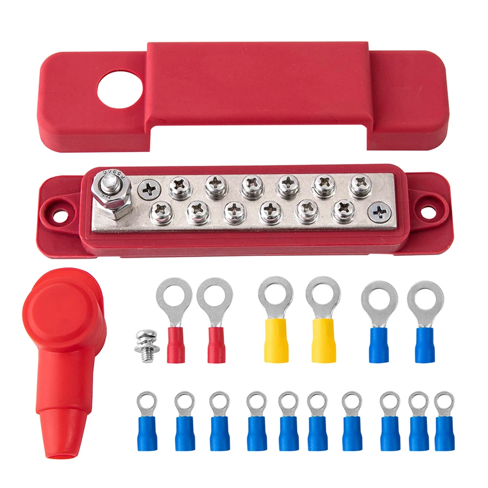 12-Punkt-Batterie-Stromverteilerblock, Sammelschiene, positiv, negativ, 12 V, 180 A, Stromverteilerblock, Terminal für Auto-Wohnmobile, Schiffe – Detail 35