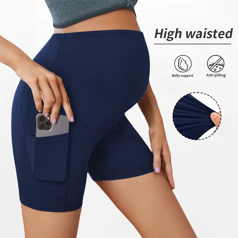 Maternity Clothing Leggings Yoga Shorts Pants High Waist Sports Minimalist Shorts Pregnant Woman Pants - 5