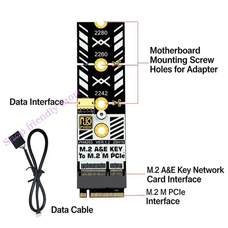 2280 2260 2242용 M.2 무선 네트워킹 카드 NVME SSD 인터페이스 어댑터