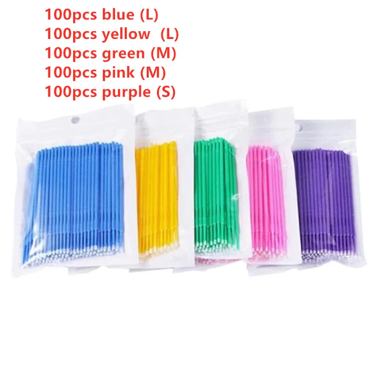 

5packs=500pcs Disposable MicroBrush Eyelashes Extension Individual Lash Removing Swab Micro Brush For Eyelash Extension Tools