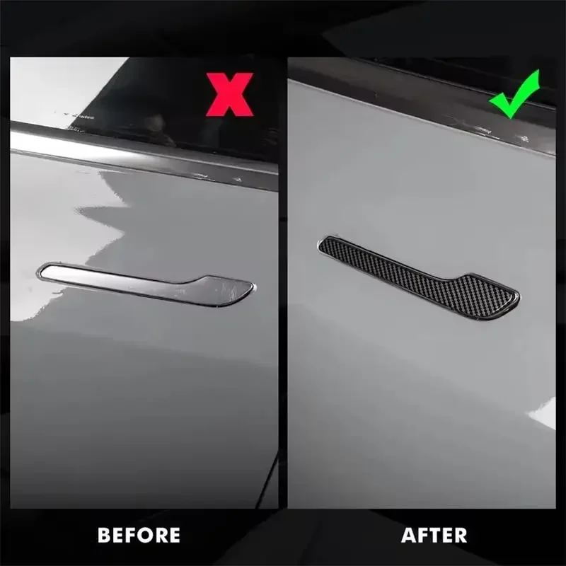 Door Handle Protector Wrap For Tesla Model Y 3 2023 2017-2022 Accessories ABS Material Carbon Fiber Color Door Handle Cover