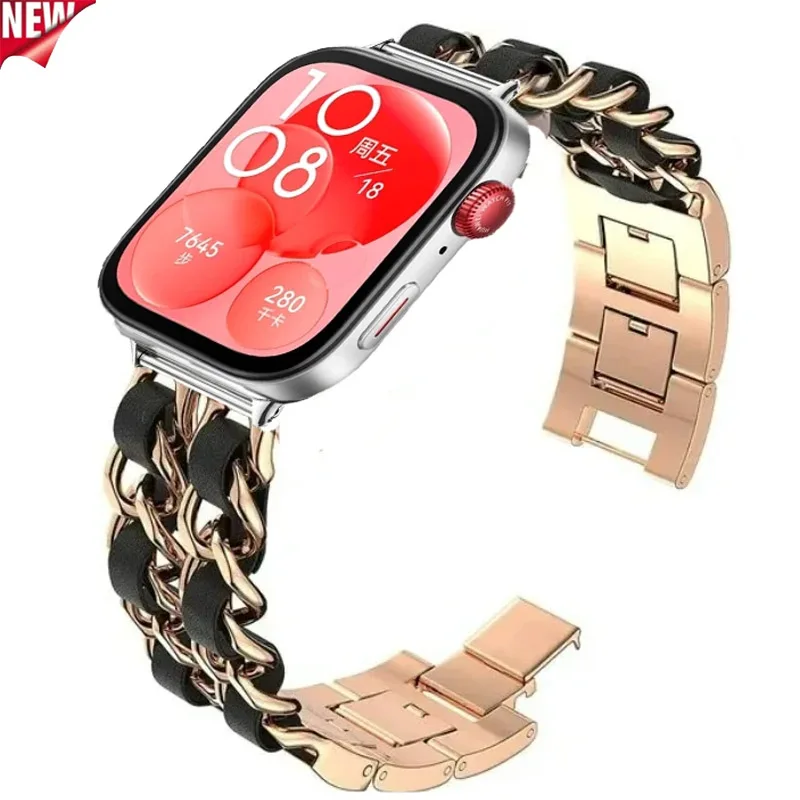 Exquisite Metal and Leather Replacement Bracelet Strap