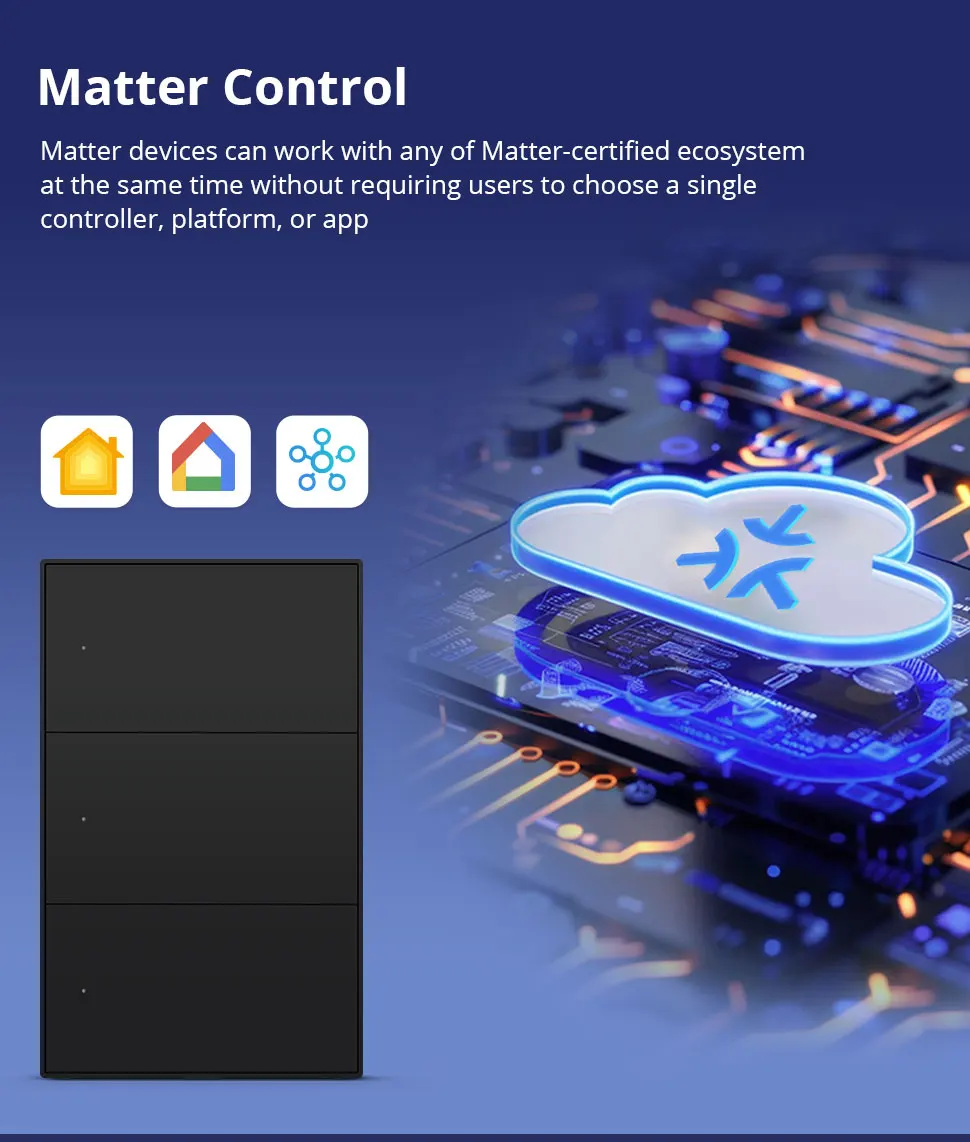 Zemismart Matter WiFi 1 2 3 4 6 Gangs Smart Wandlichtschalter US AU Druckknopf Schwarzer Schalter mit neutralem SmartThings Homekit – Detail 3
