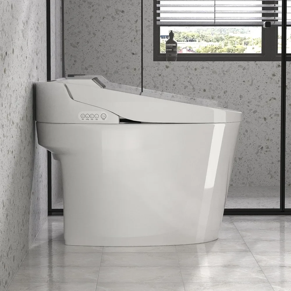 Smart Bidet Tankless Toilet, Heated Toilet Seat with Nightlight, Foot Sensor, LED Display, Warm Water and Dry, Remote Control 6