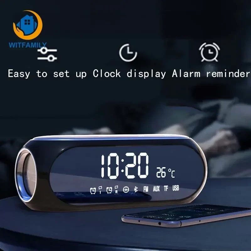 Portable Home Desktop Clocks Wireless Bluetooth Speaker Mobile Computer alarm clock digital Radio Receiver Mini Alarm Clock 5