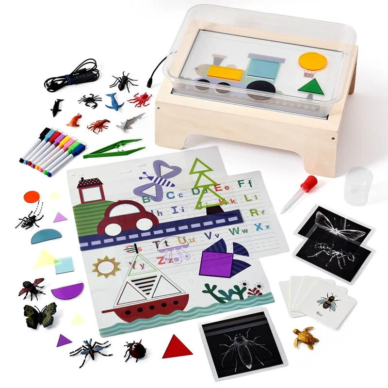 Montessori-Tischtafel lassen Objekte fluoreszenzenzenz lebendig und den Nachtlichtmodus des beweglichen Lichtempfindlichen – Detail 9