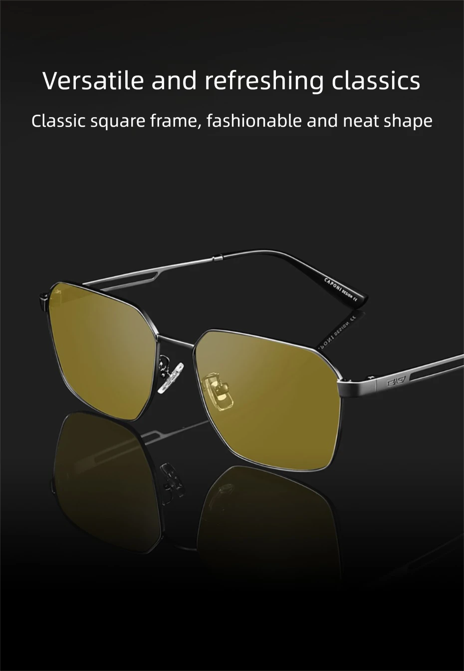 CAPONI Night Vision Männer Sonnenbrille Neue Licht Original Design Photochrome Braune Sonnenbrille Fahren UV400 Gelb Shades BSYS24708 – Detail 11