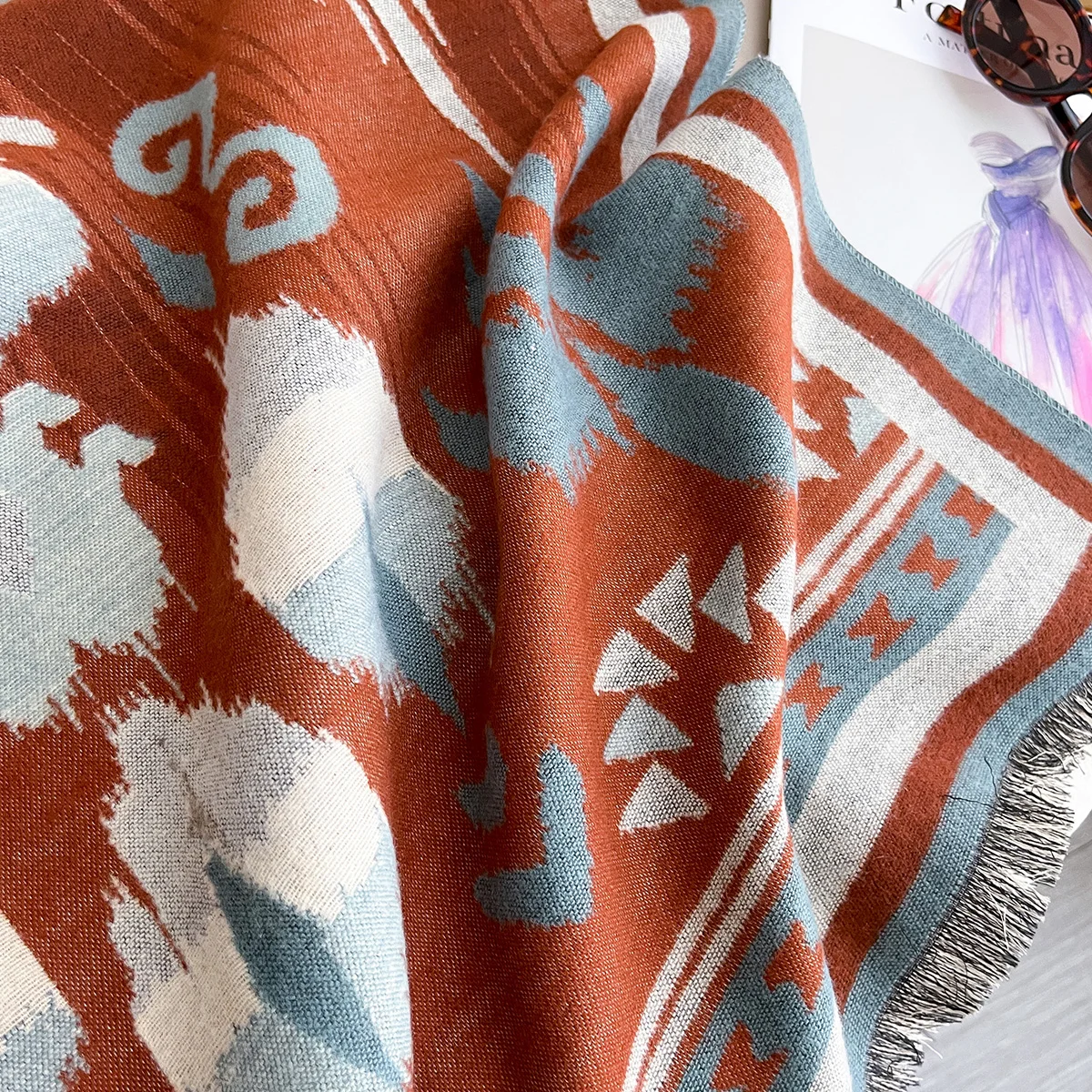 2025 New Women Brand National Style Scarf Luxury Autumn Winter Warm Shawls Print Scarve Pashmina Mujer Femme Foulard Bufanda