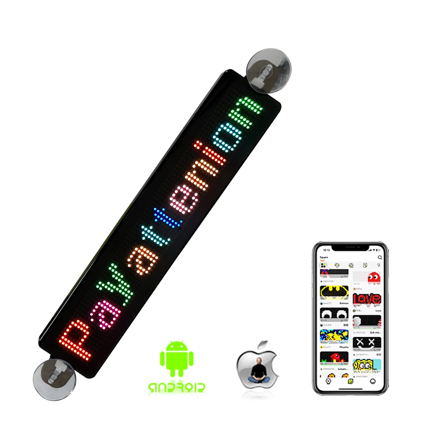 Insegna LED programmabile, Pannello a Scorrimento LED a Colori P10, Tabellone Fai-da-Te con Motivo di Animazione Testo Personalizzato, Controllo USB WIFI, Insegna Negozio di Messaggi 131x19 cm | IT