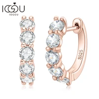 IOGOU 3.5mm D Color Moissanite Hoops Earring 100% Real 925 Silver Rose Gold Plated Huggie Earring For Women Girl Fine Jewelry 1