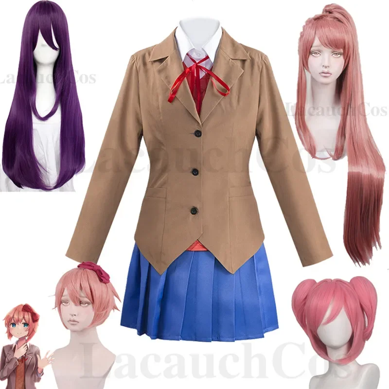 

Игра доки Литературный клуб Моника Sayori Yuri Natsuki Косплей Костюм Школьная Униформа студентки костюм на Хэллоуин для девочек