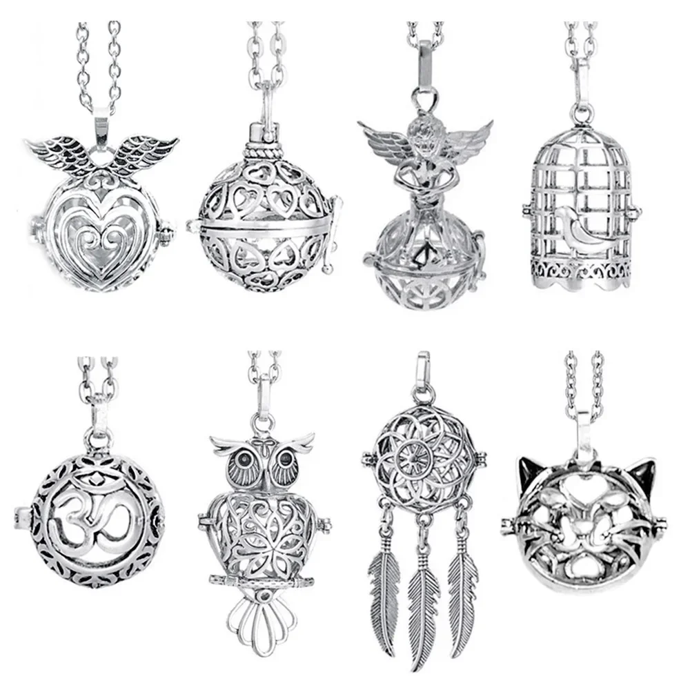 

Chime Music Pregnancy Mexico Angel Ball Caller Aromatherapy Necklace Vintage Punk Essential Oil Diffuser Locket Necklace