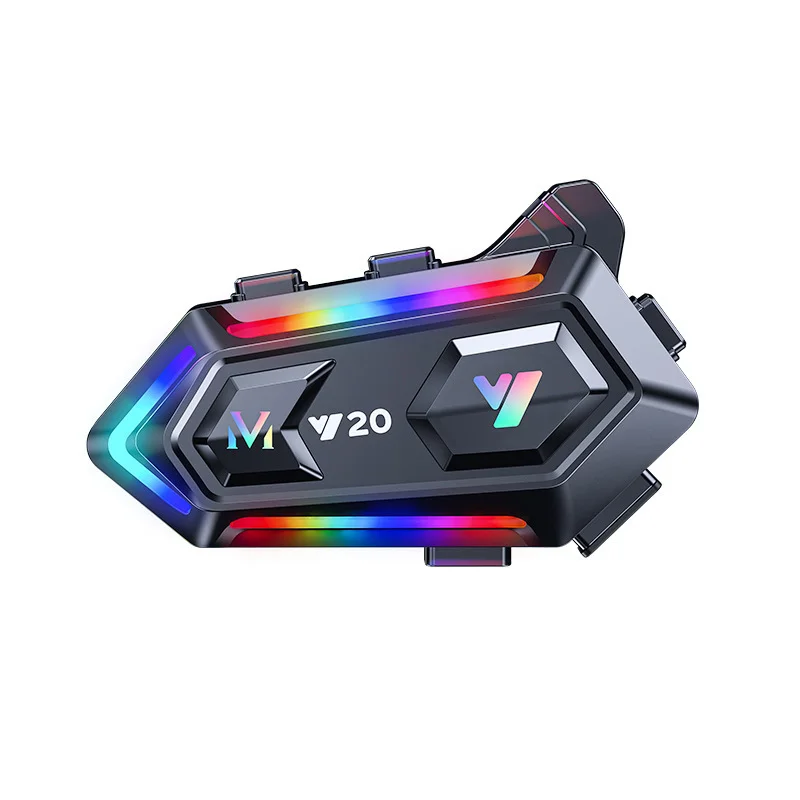 Motorcycle Bluetooth Helmet Headset BT5.3 Handsfree Call Wireless Noise Reduction Waterproof RGB Light Communication System
