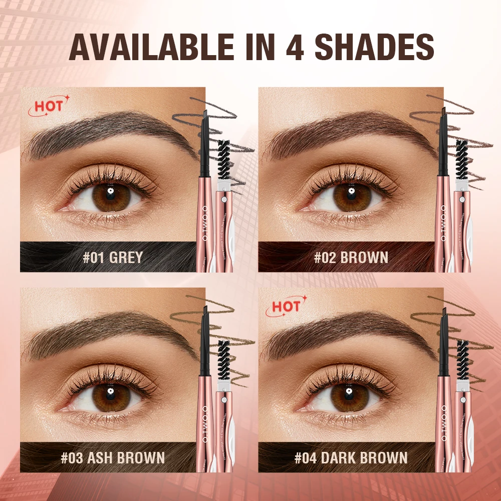 O.TWO.O 3 In 1 Eyebrow Pencil With Eyebrow Trimmer Precise Brow Definer Natural Brown Grey Color Waterproof Eye Brows Pen 6