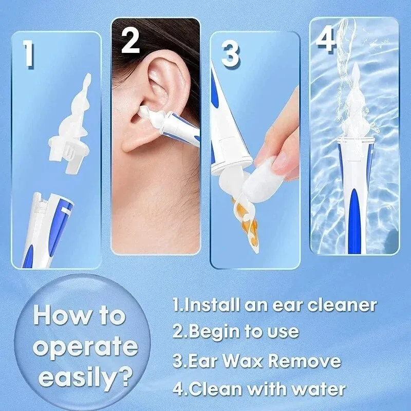 Ear Wax Remover Tool With Soft Silicone 16 Replacement Tips Grab Extract Earwax