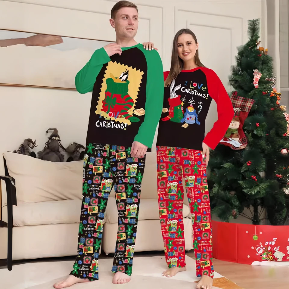 2024 Cartoon Anime Print Christmas Pajamas Matching Outfits for the Whole Family Cotton Pajama Baby Children Boy Girl Loungewear 2