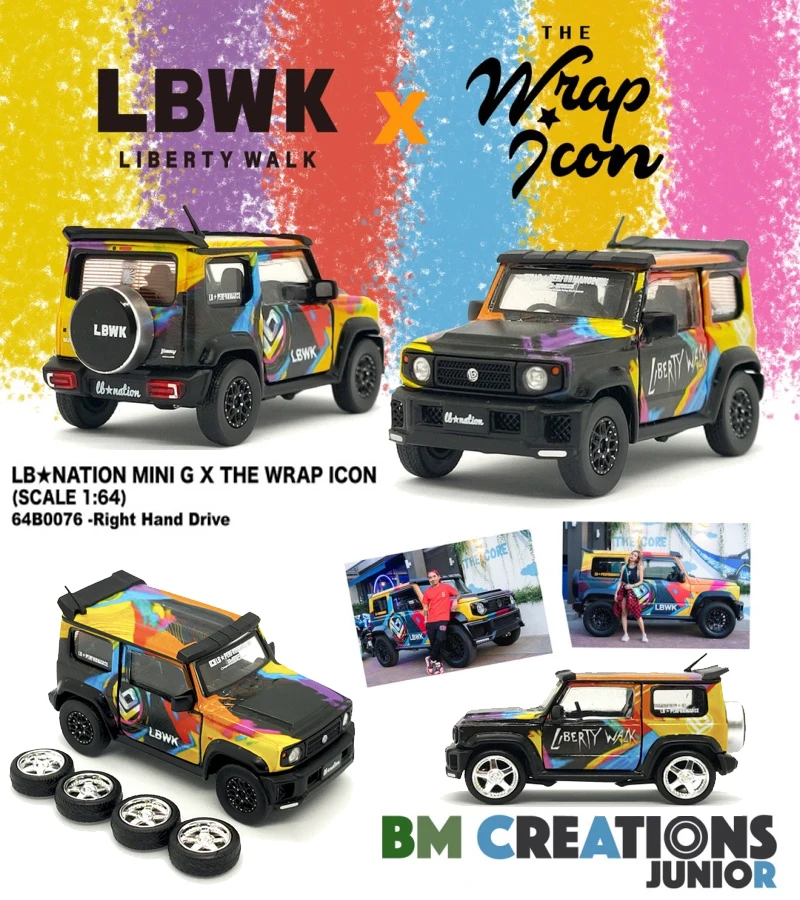 BM Creations 1:64 LB*nation Mini G X The Wrap Icon Diecast Alloy Toy Cars Simulation Model For Collection gift