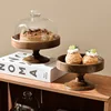 Living Room Cake Wooden Tray Acacia Wood Fruit Tray Glass Cover Dust Proof Dessert Dessert Table Fruit Storage Tray 4