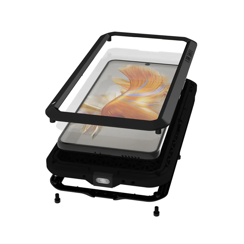 Love Mei Phone Case Silicone Military Grade Metal Protective Cover Shockproof and Dustproof for Huawei P60 P60pro P60art