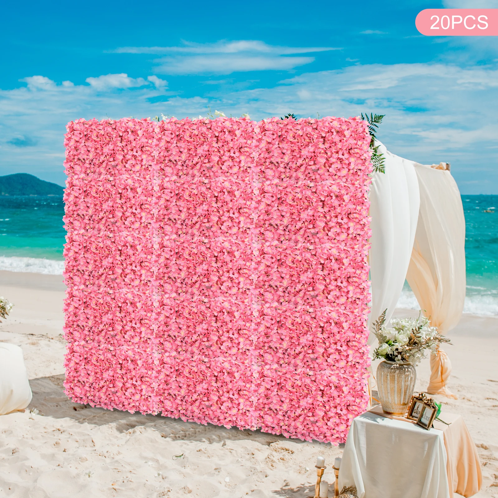 20 Stück rosa künstliche Blumenwandpaneele, romantische Hochzeits- und Partydekoration, DIY-Hintergrund, Heim- und Gartendekoration