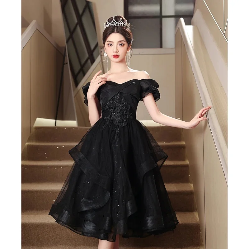 Elegant Black Evening Gown Hostess Dress for Adult...