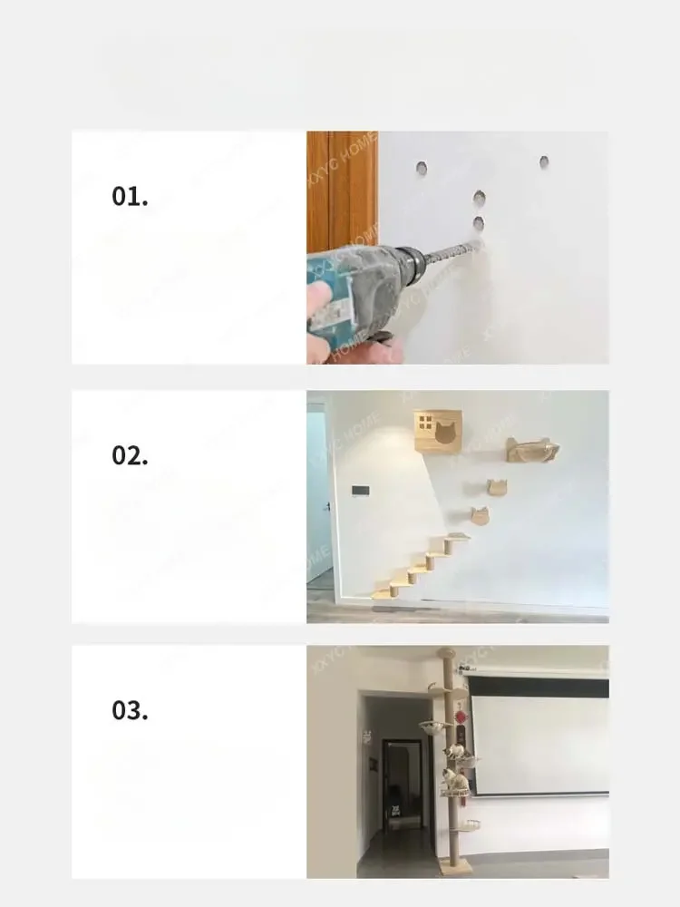 Cat Climbing Frame Wall-Mounted Wall Cat Tree Scratch Trees Sisal Scratching Pole Solid Wood Large Multi-Layer t Nest