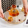Luxury Storage Tray With Golden Handle Household Tea Dessert Fruit Storage Tray Plate Dinner Plate for Living Room Kitchen 6