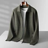Men's Sweater Knitted Cardigan In Autumn And Winter Is A New Loose Outerwear Lapel 100% Pure Wool Casual Coat 6