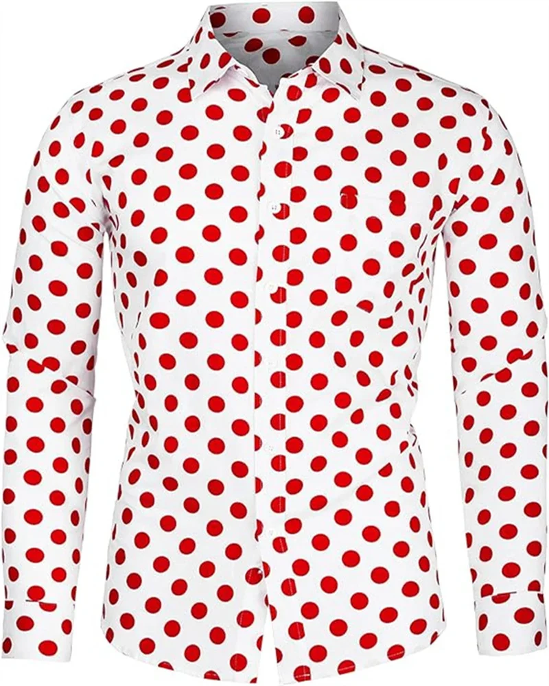 Fashion Men's Shirt 3D Printing 10 Color Dots Long Sleeve Slim Shirt Lapel Button Long Sleeve Clothing Designer Design S-6XL