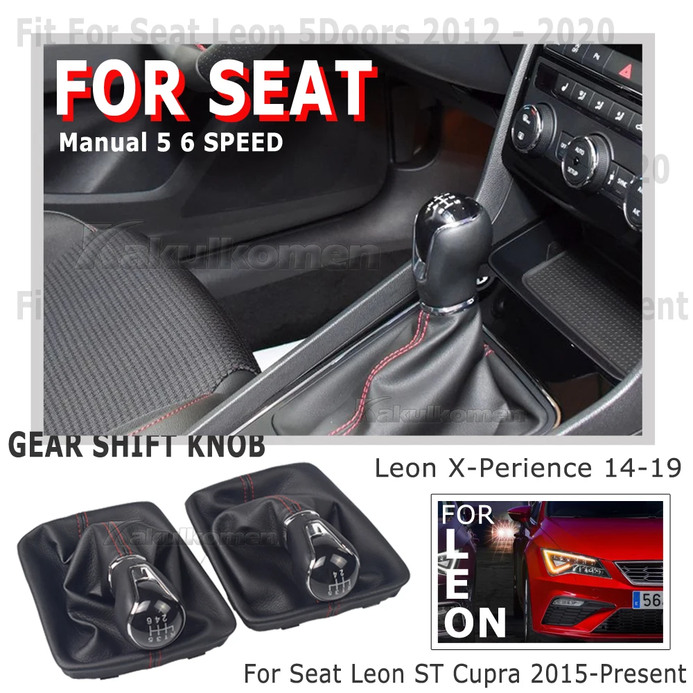 Leder Auto Schaltknauf Hebel Gaitor Boot Abdeckung Für Sitz Leon III 3 MK3 2012 2013 2014 2015 2016 2017 5/6 geschwindigkeit Manuelle – Detail 6