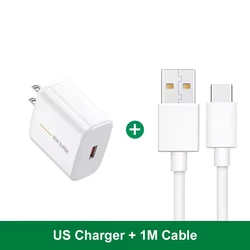 High - Speed 65W USB Type - C Charger with SuperVOOC Technology - Universal Fast Charging Adapter - US Charger 1M Cable