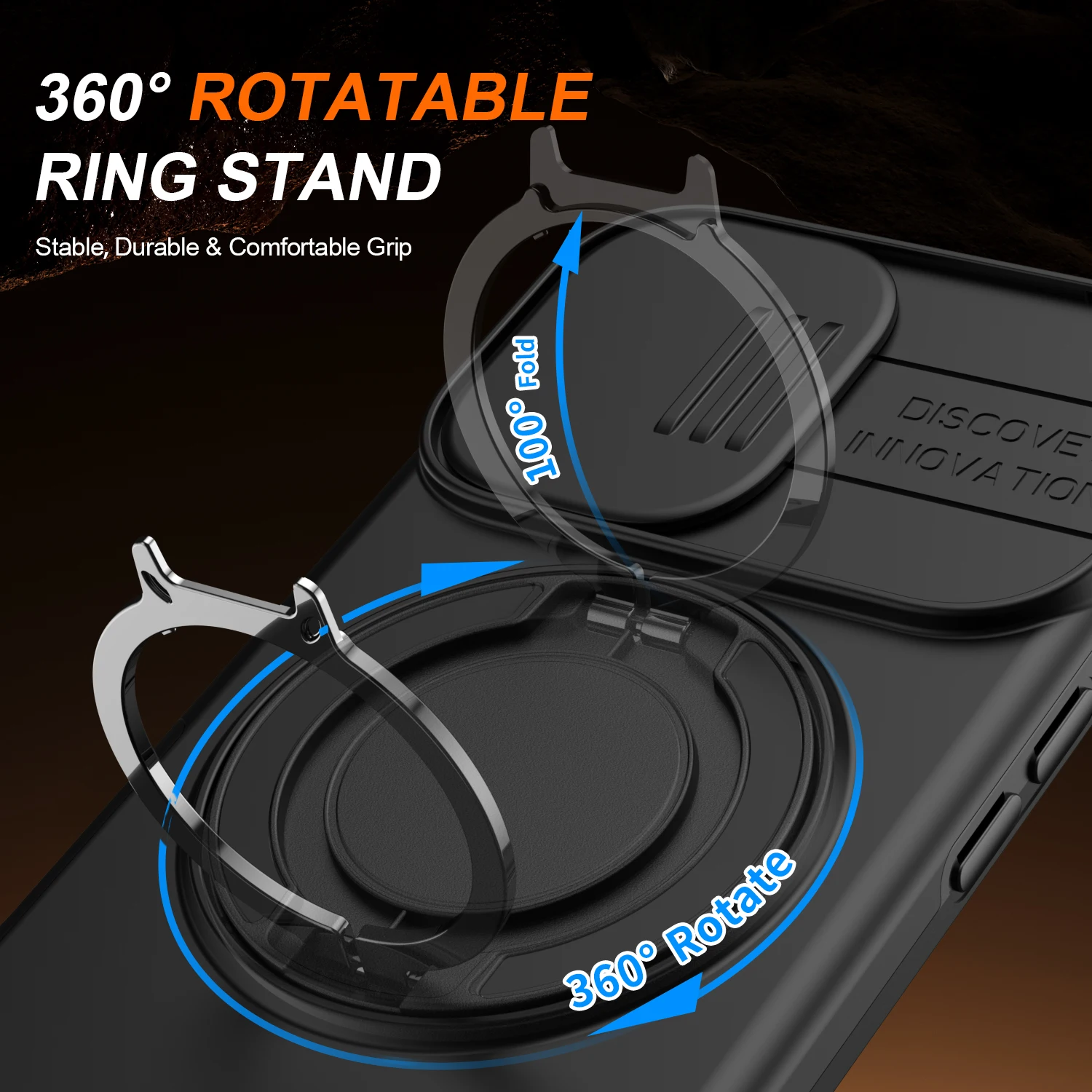 Heavy Duty Dual Layer Hard Case with Built-In Bracket Ring Holder