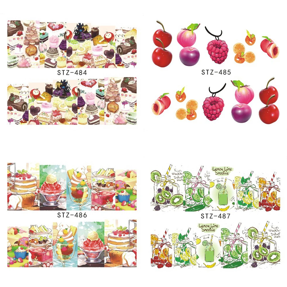 1PCS Summer Ice Cream Fruit Strawberry Cherry Cake Nail Art Water Transfer Sticker Decor Slider Decal Manicure Tool
