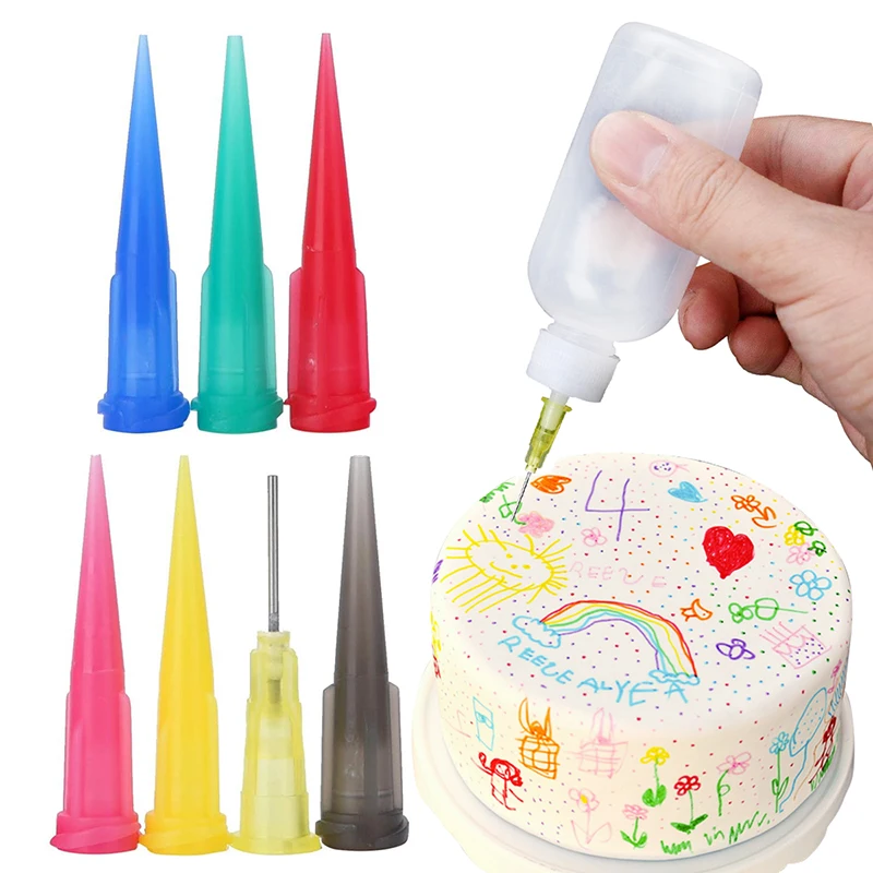 

8Pcs/set Jam Painting Squeeze Bottles With 7 Nozzles Cake Decor Baking Pastry 50ML Bottle Drawing Tools Jam Pot Cake Tools